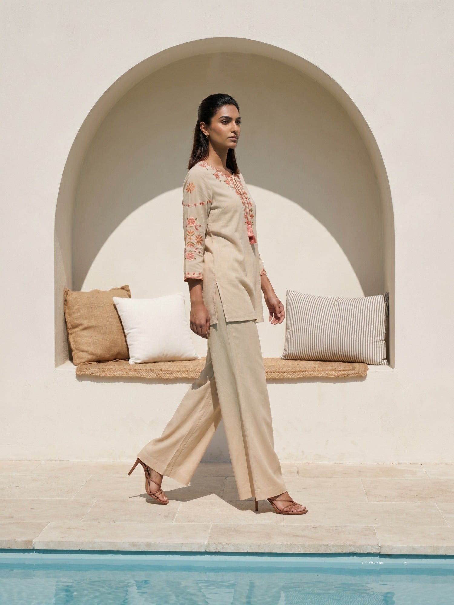 Philauri Cotton Embroidered Tunic with Palazzos
