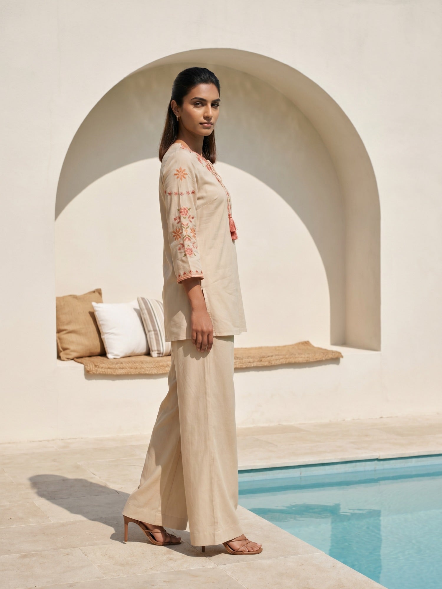 Philauri Cotton Embroidered Tunic with Palazzos
