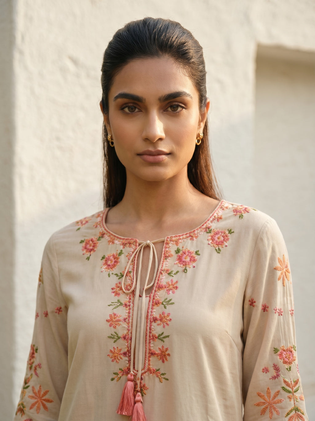Philauri Cotton Embroidered Tunic with Palazzos