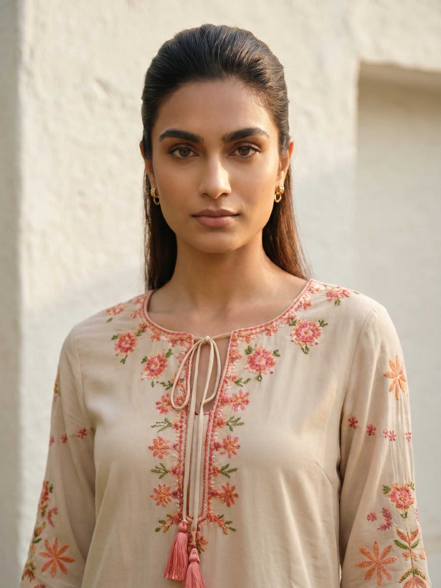 Philauri Cotton Embroidered Tunic with Palazzos