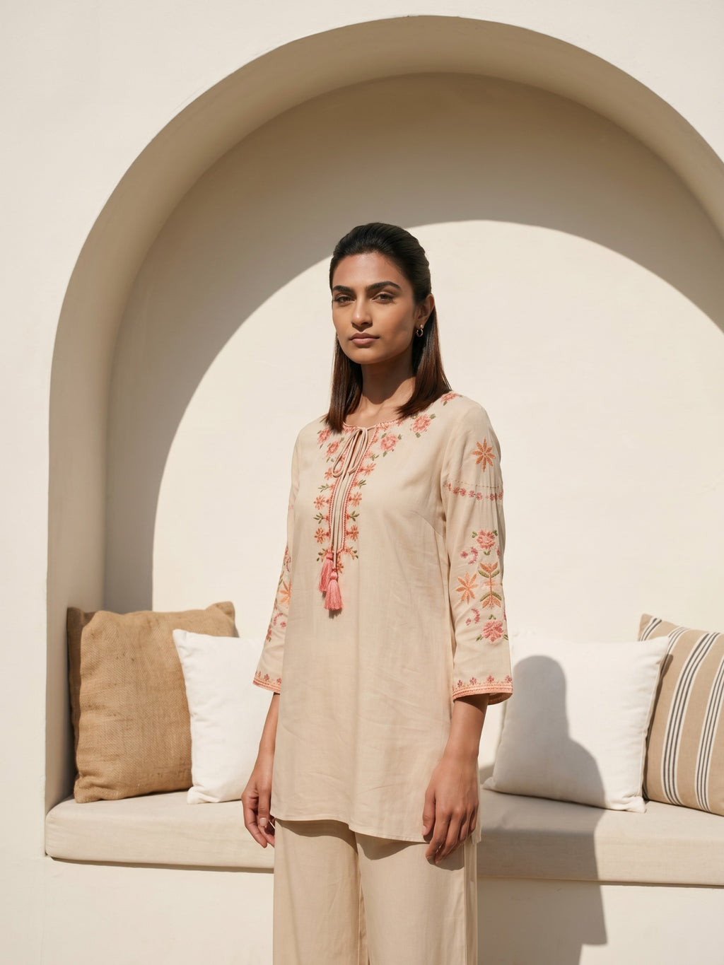 Philauri Cotton Embroidered Tunic with Palazzos