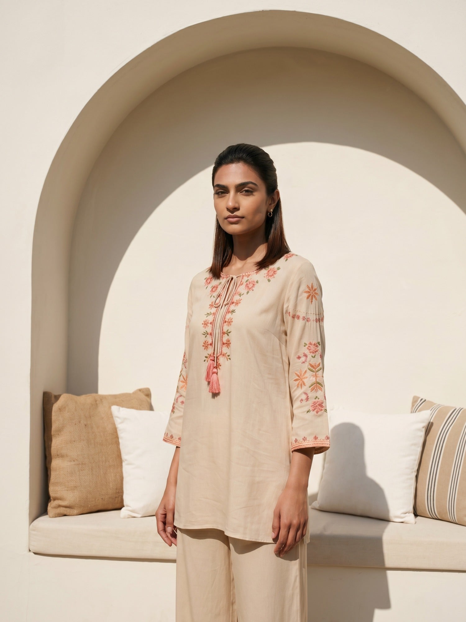 Philauri Cotton Embroidered Tunic with Palazzos