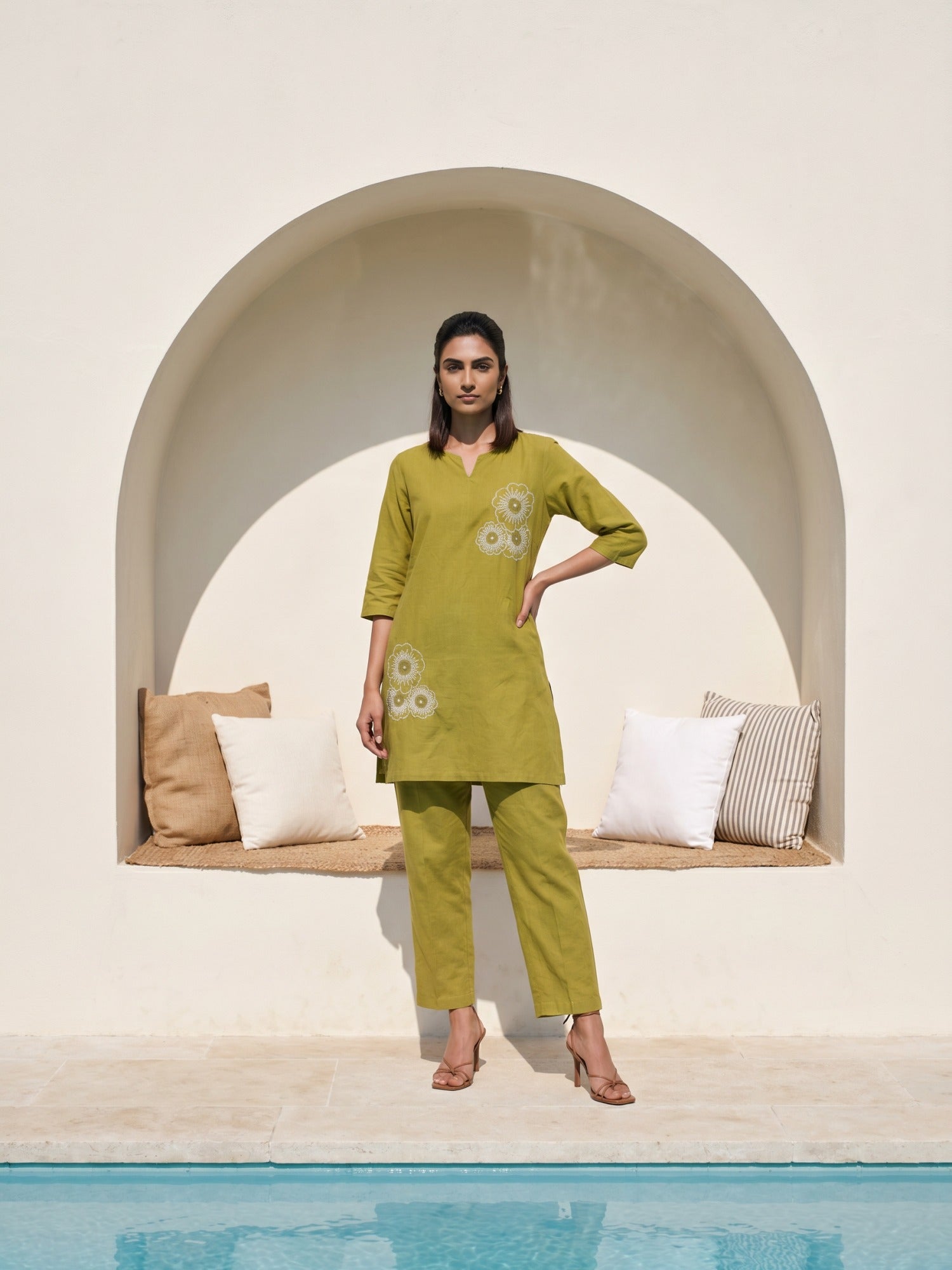 Philauri Cotton Embroidered Tunic with Trousers