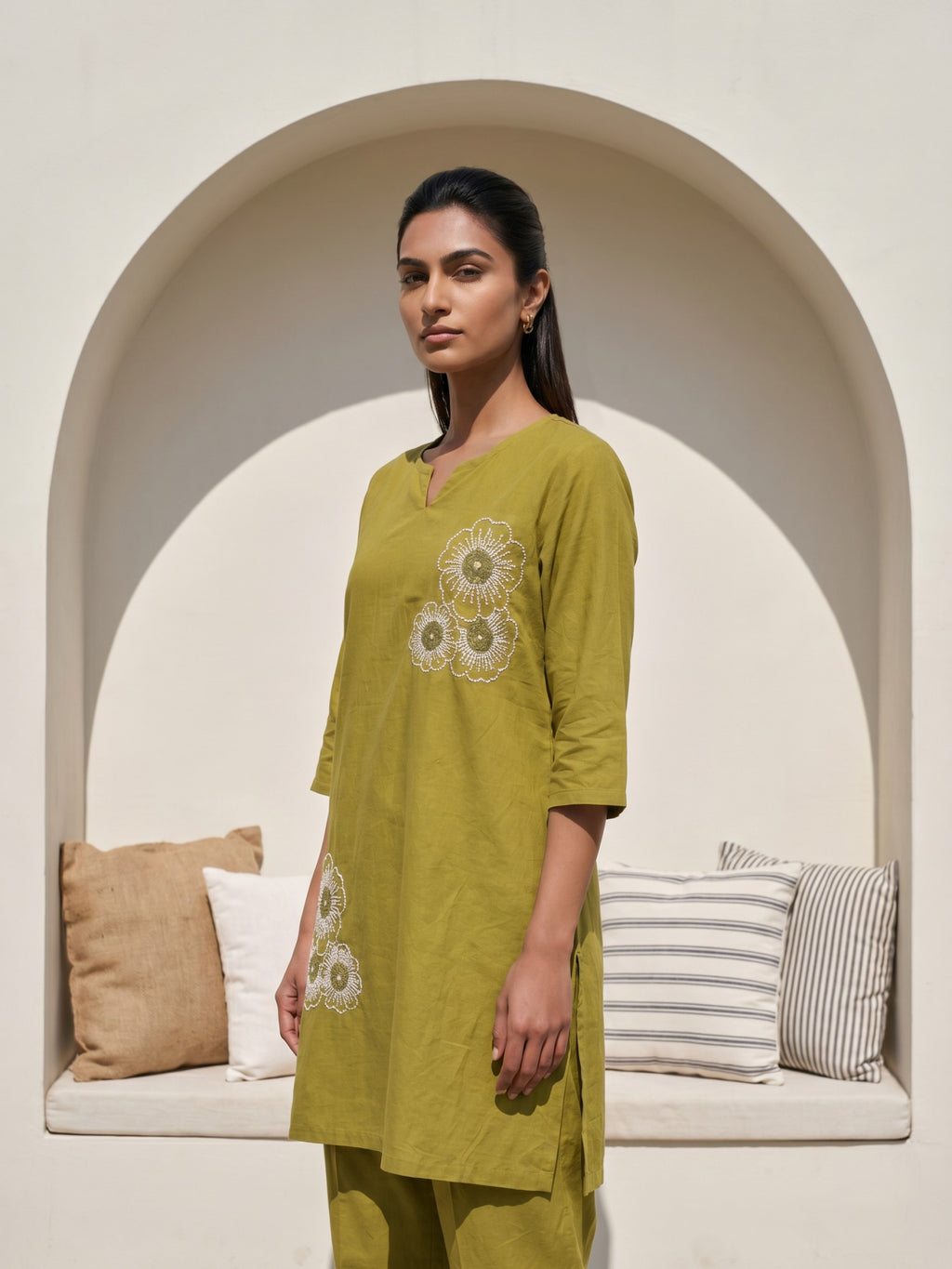 Philauri Cotton Embroidered Tunic with Trousers
