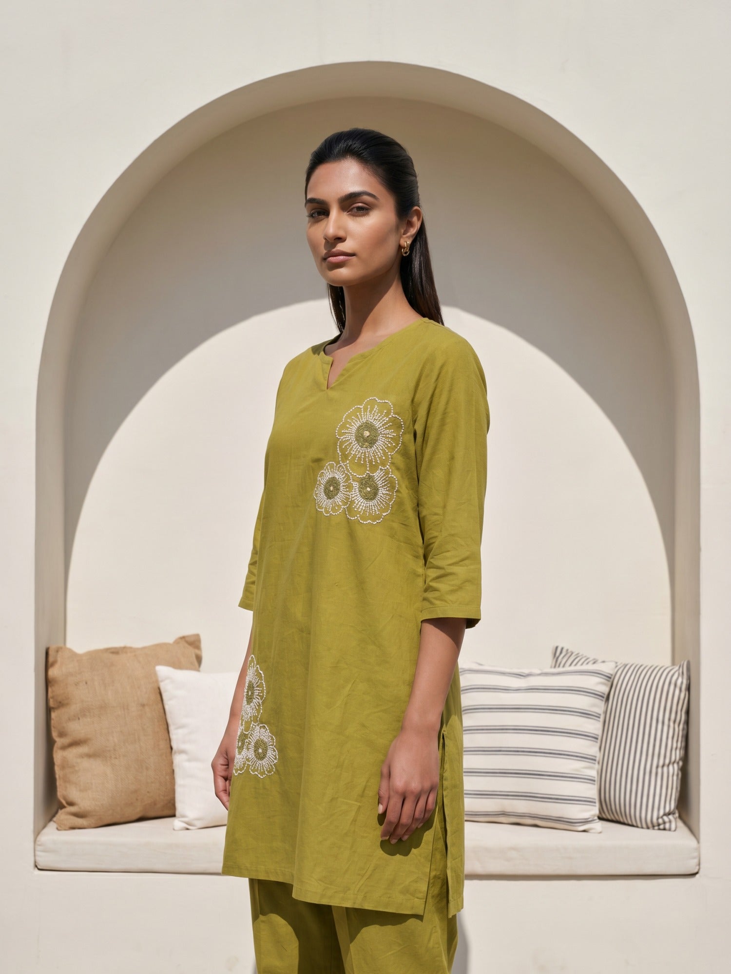 Philauri Cotton Embroidered Tunic with Trousers