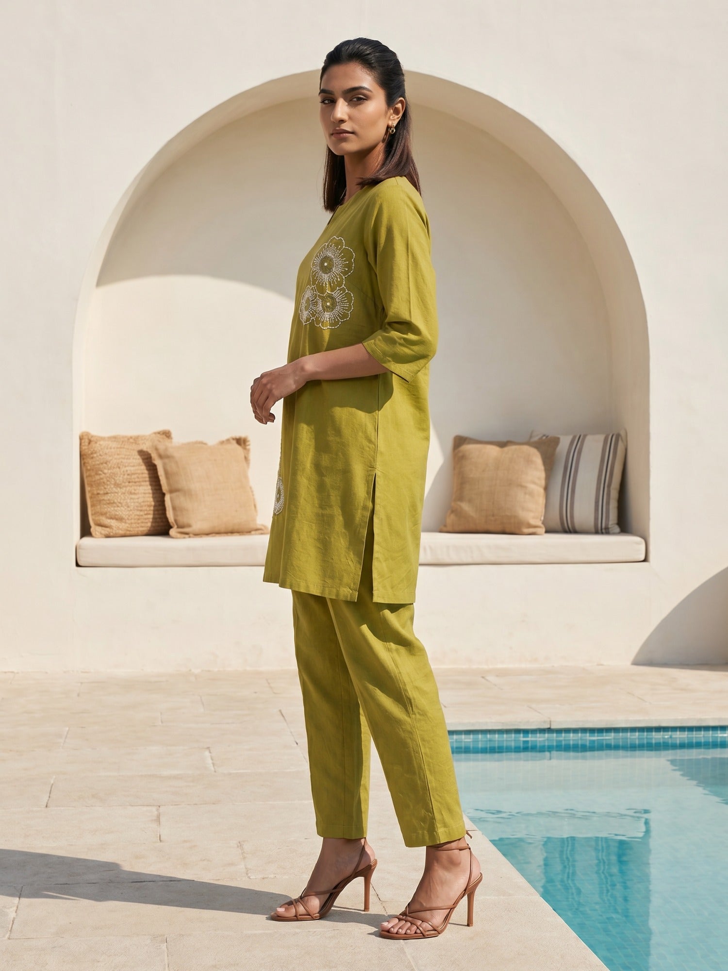 Philauri Cotton Embroidered Tunic with Trousers