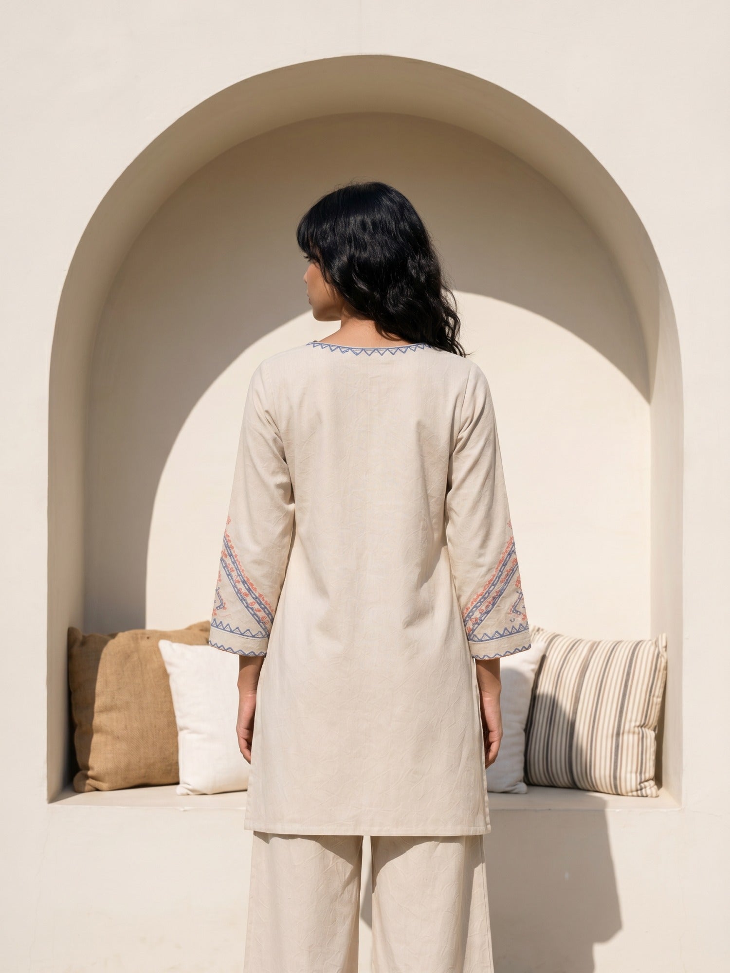 Philauri Cotton Embroidered Tunic with Palazzos
