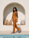 Philauri Brown Printed Tunic Shirt with Trousers