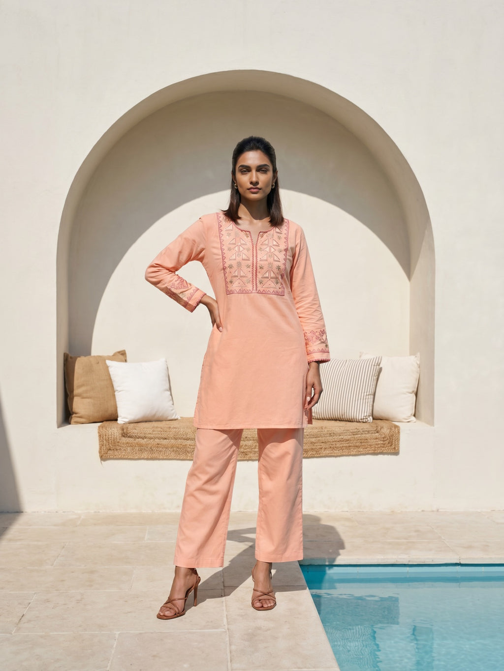 Philauri Cotton Embroidered Tunic with Palazzos