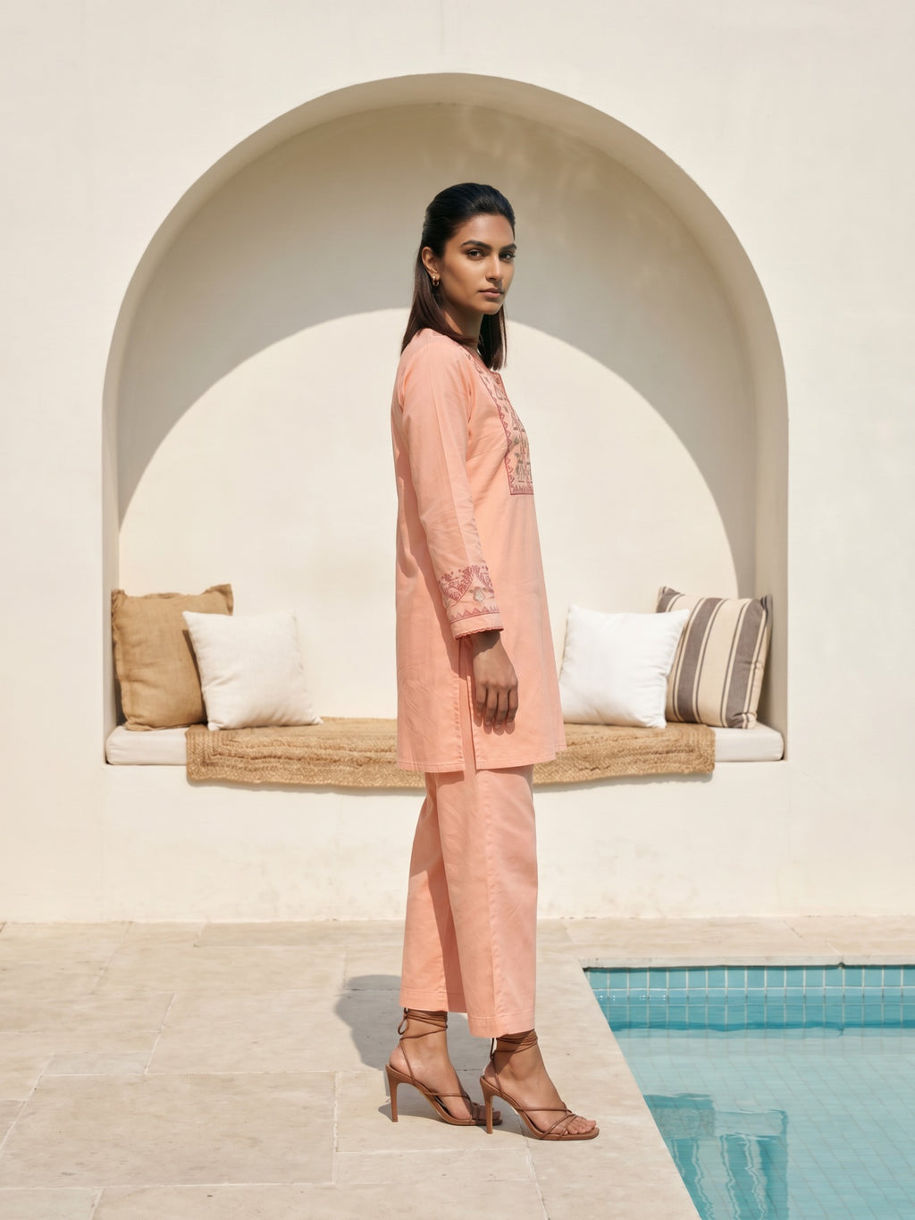 Philauri Cotton Embroidered Tunic with Palazzos