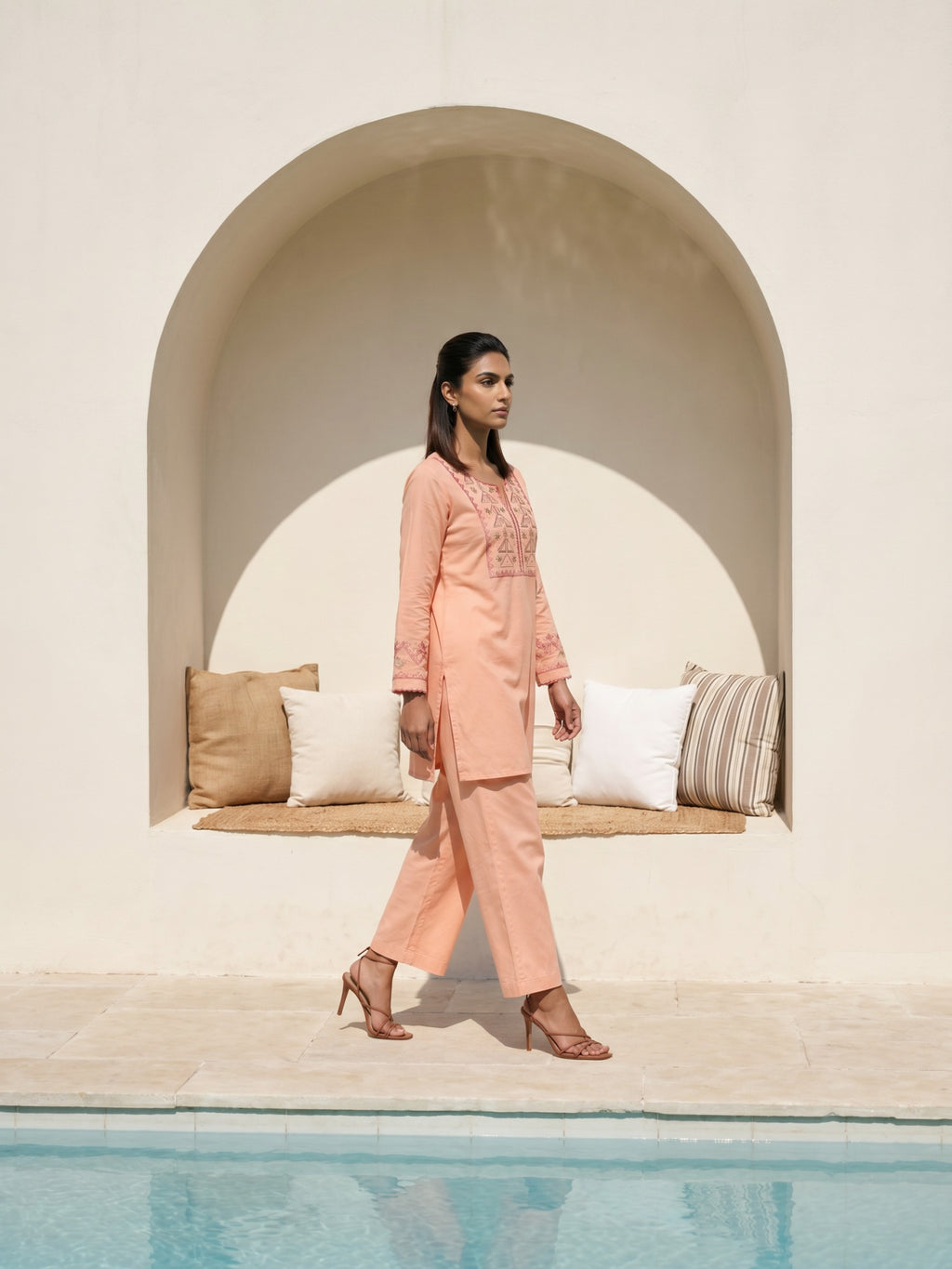 Philauri Cotton Embroidered Tunic with Palazzos