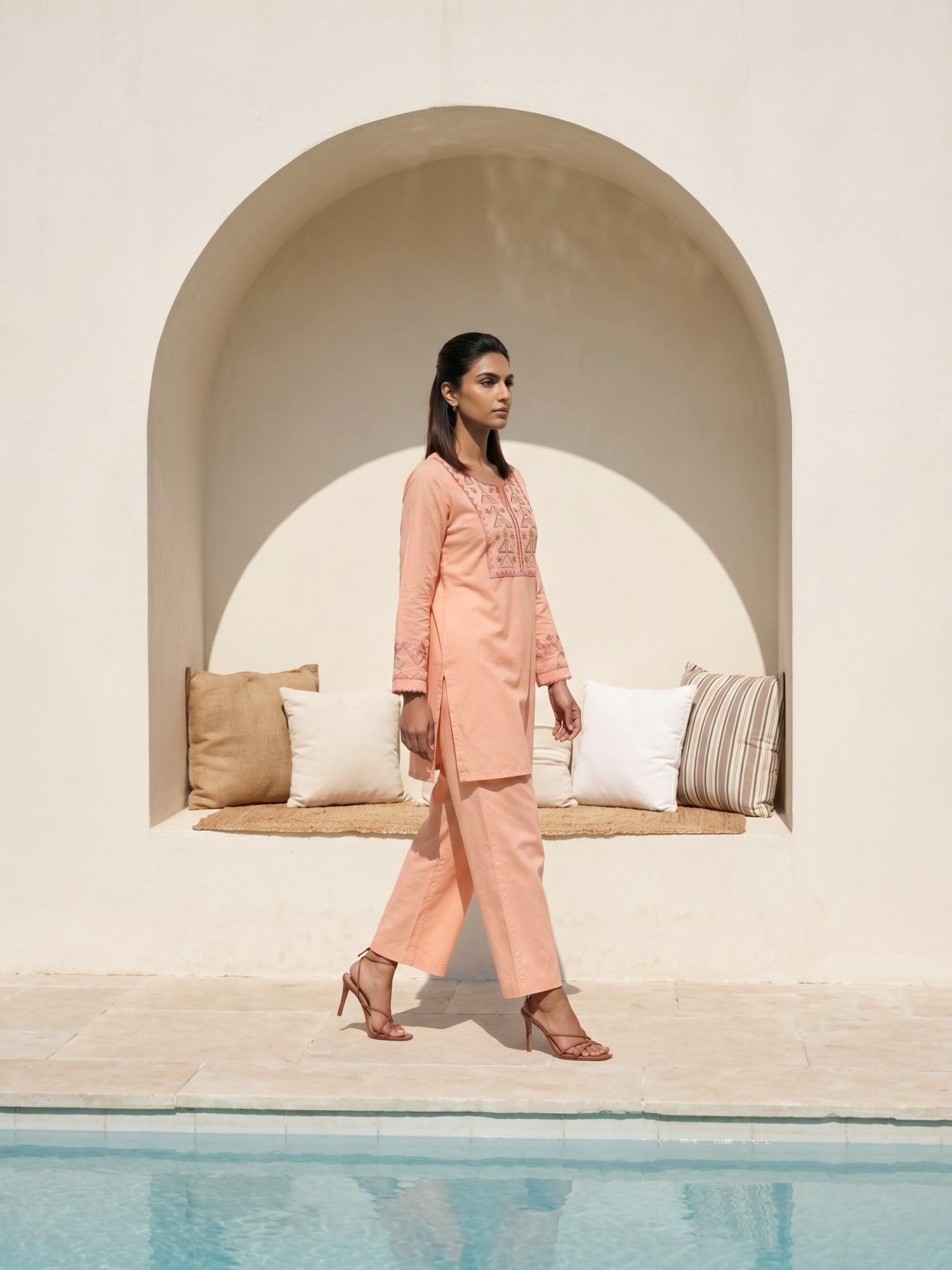 Philauri Cotton Embroidered Tunic with Palazzos