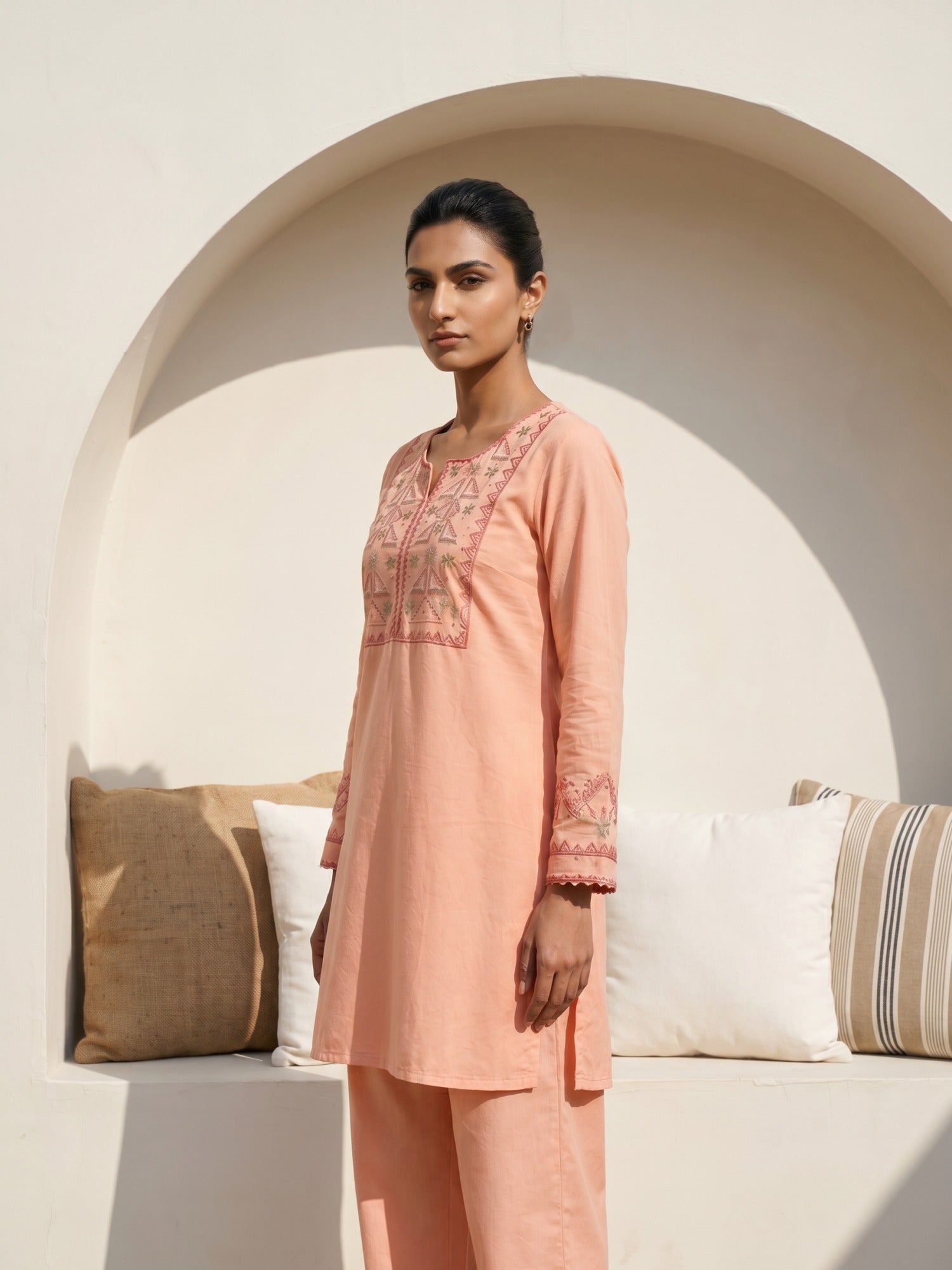 Philauri Cotton Embroidered Tunic with Palazzos