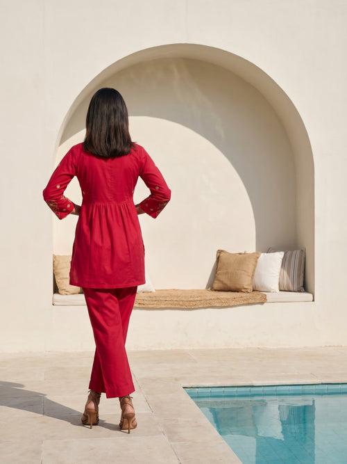 Philauri Cotton Embroidered Tunic with Trousers