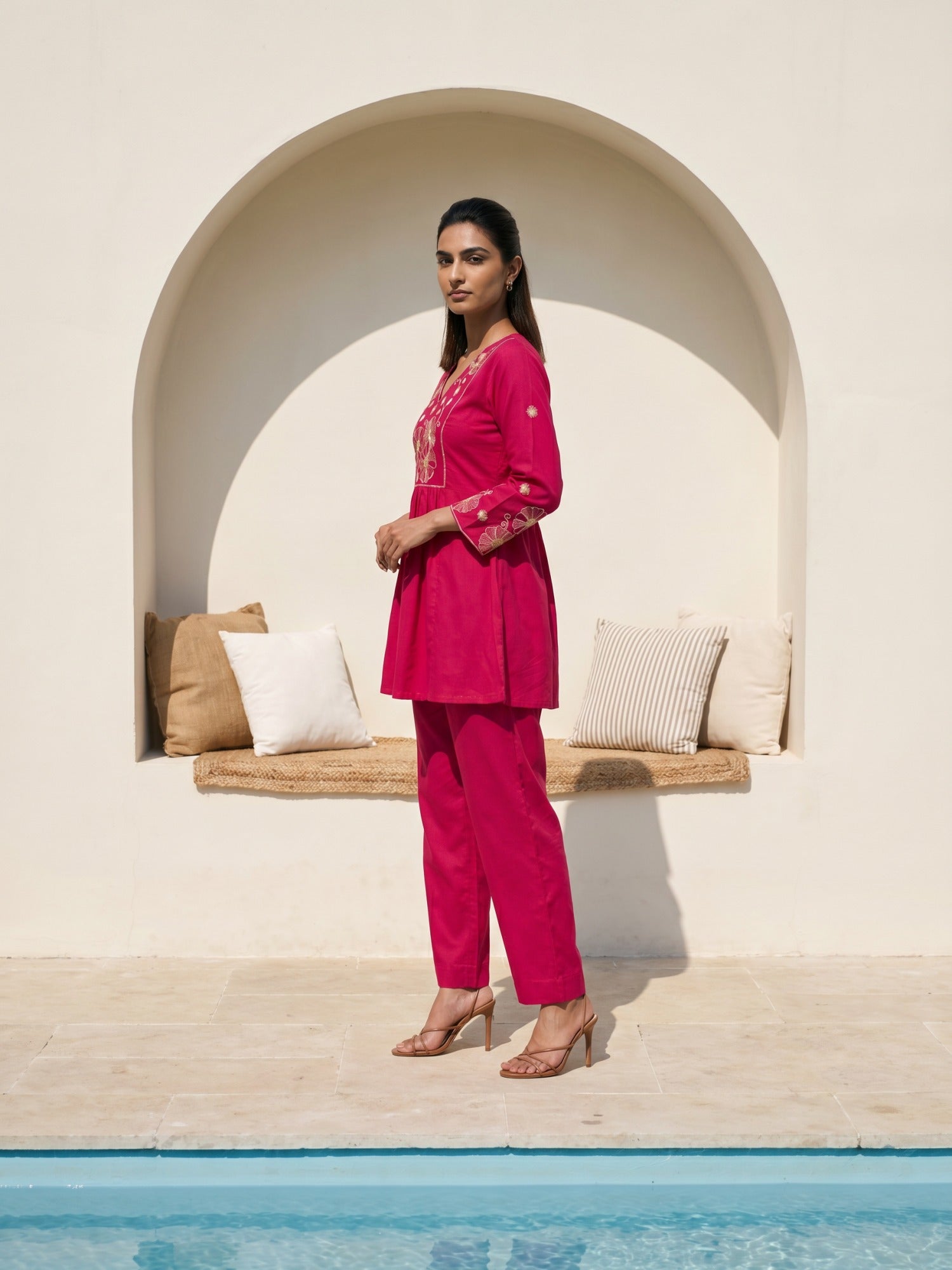 Philauri Cotton Embroidered Tunic with Trousers