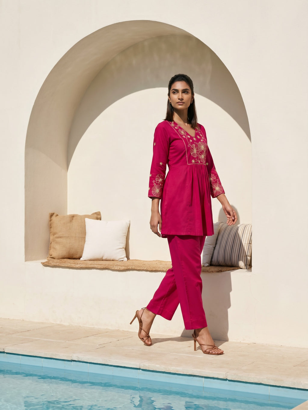 Philauri Cotton Embroidered Tunic with Trousers