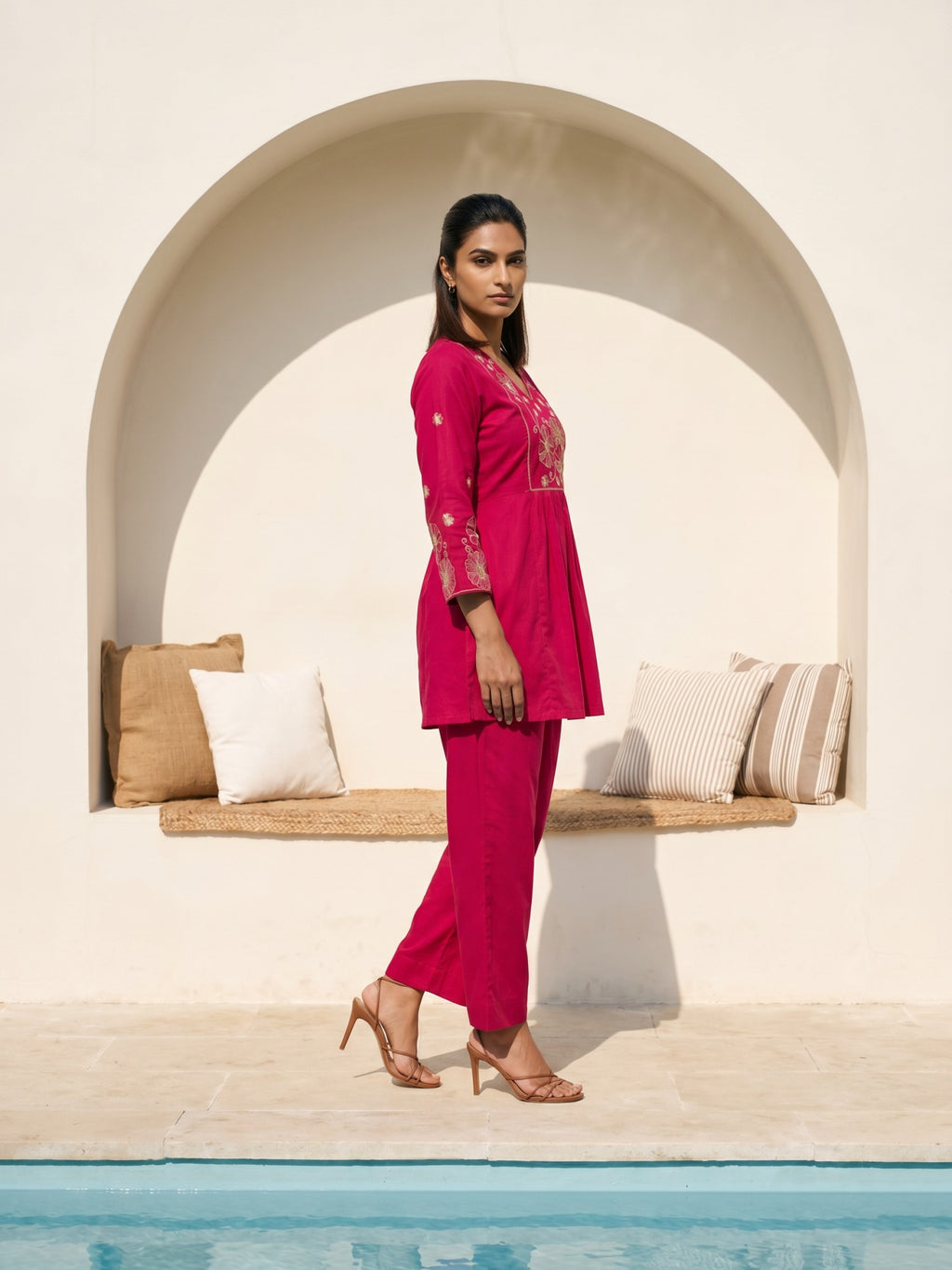 Philauri Cotton Embroidered Tunic with Trousers