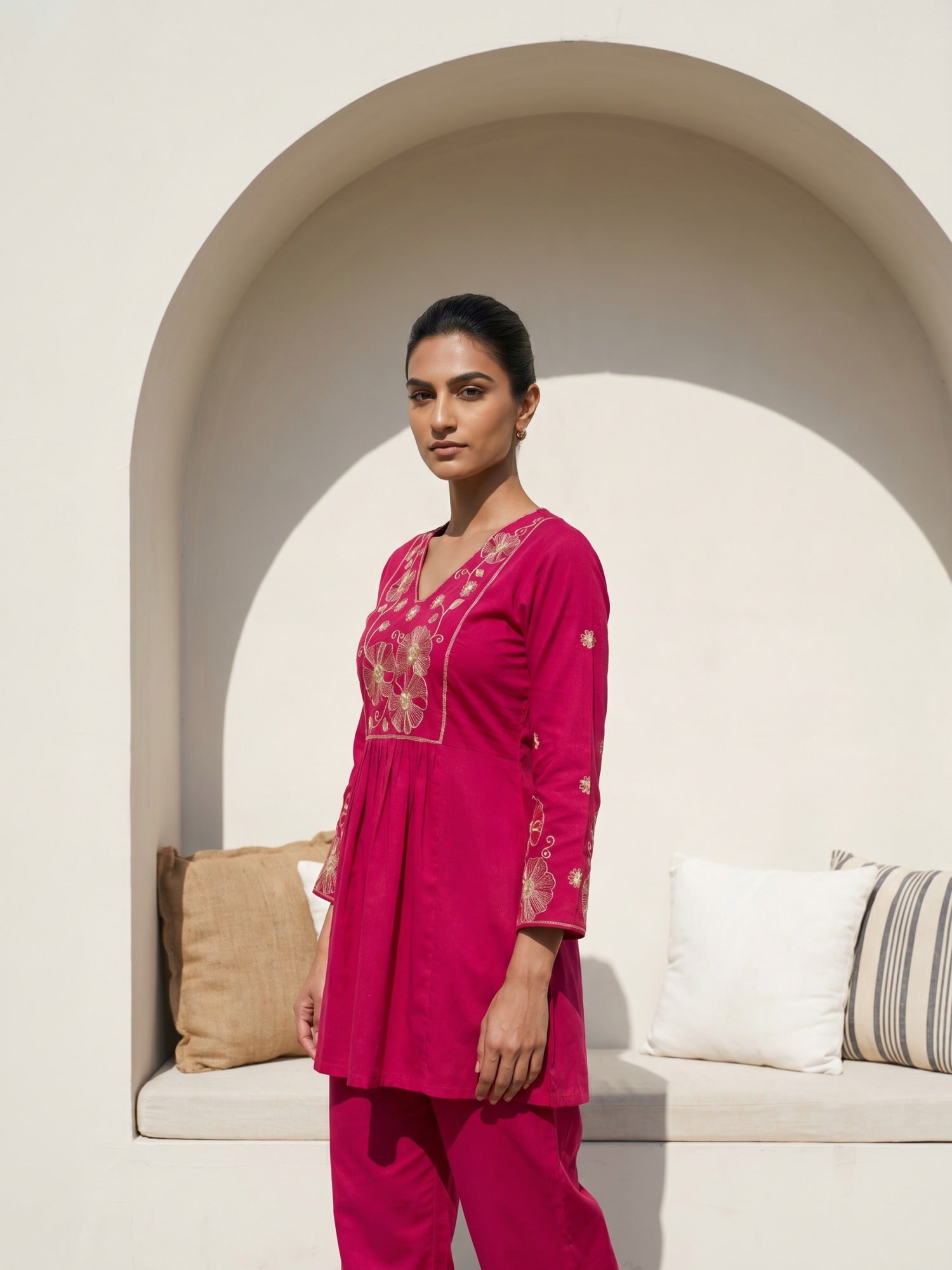 Philauri Cotton Embroidered Tunic with Trousers