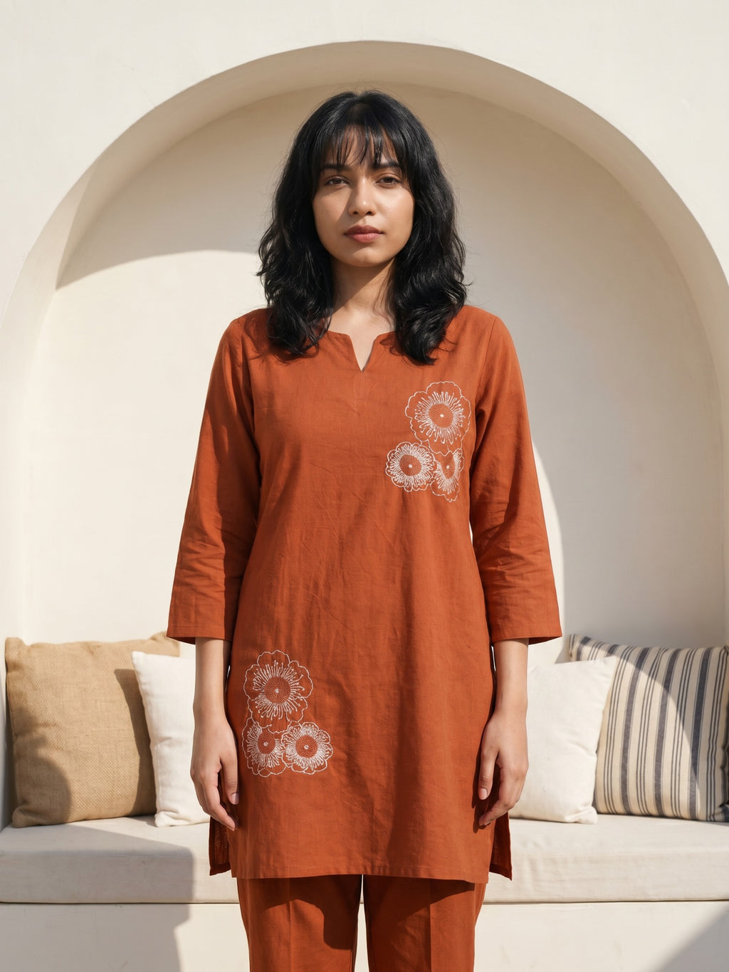 Philauri Cotton Embroidered Tunic with Trousers