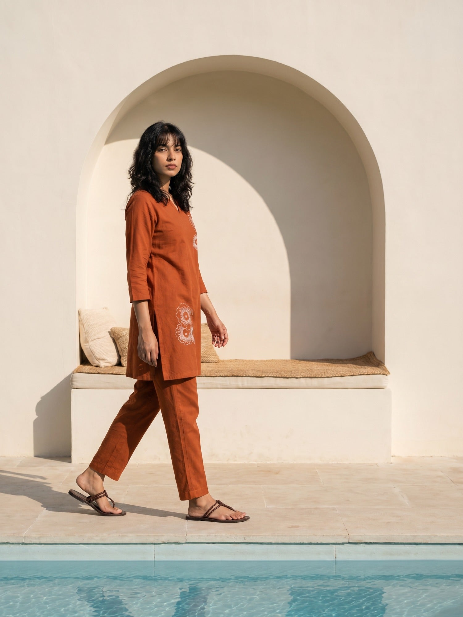 Philauri Cotton Embroidered Tunic with Trousers