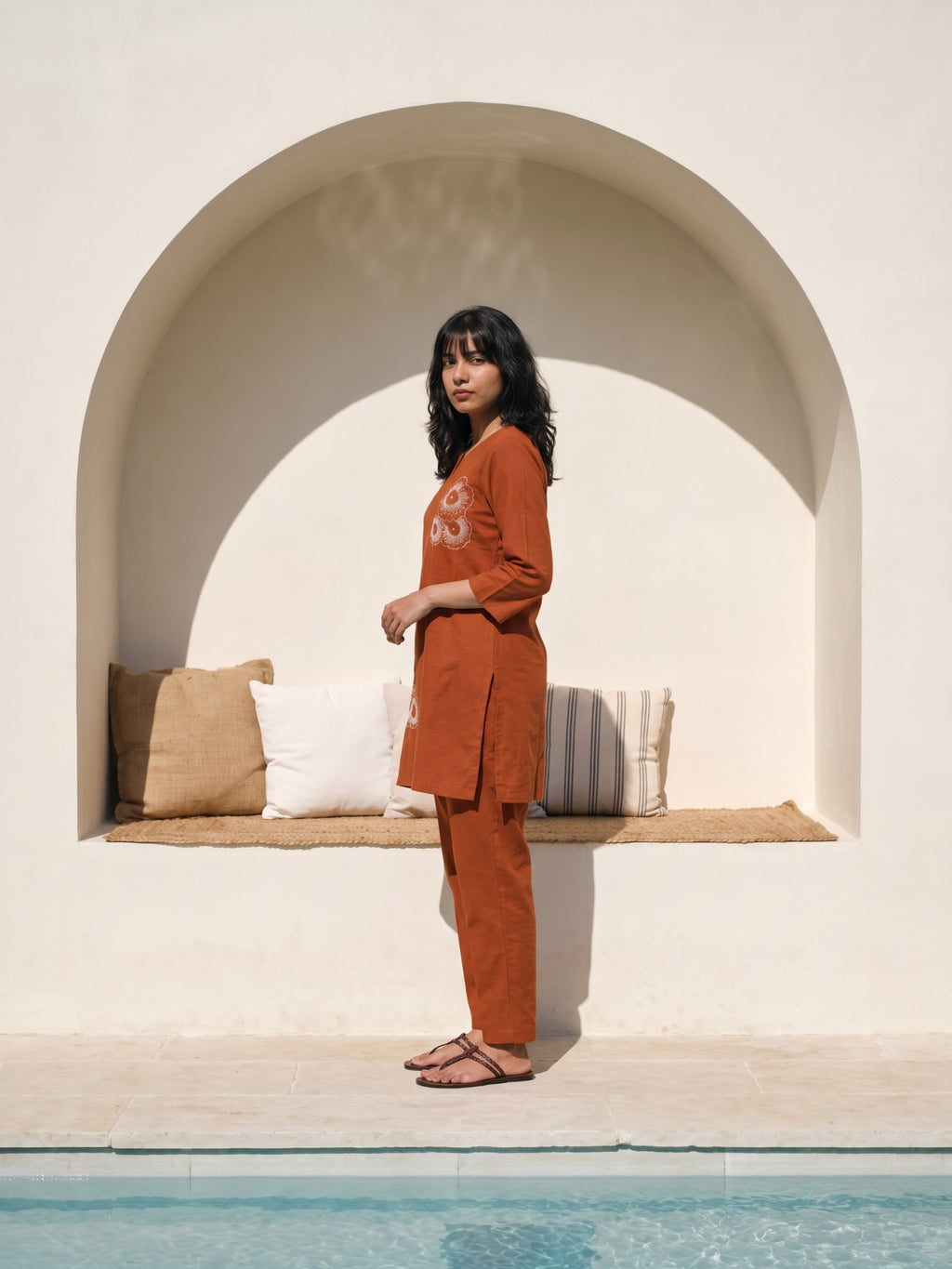Philauri Cotton Embroidered Tunic with Trousers