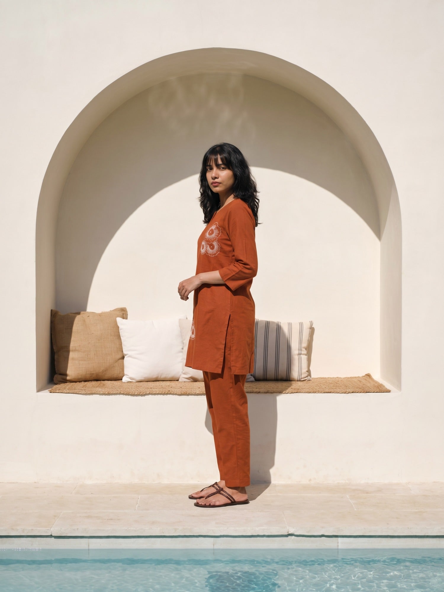 Philauri Cotton Embroidered Tunic with Trousers