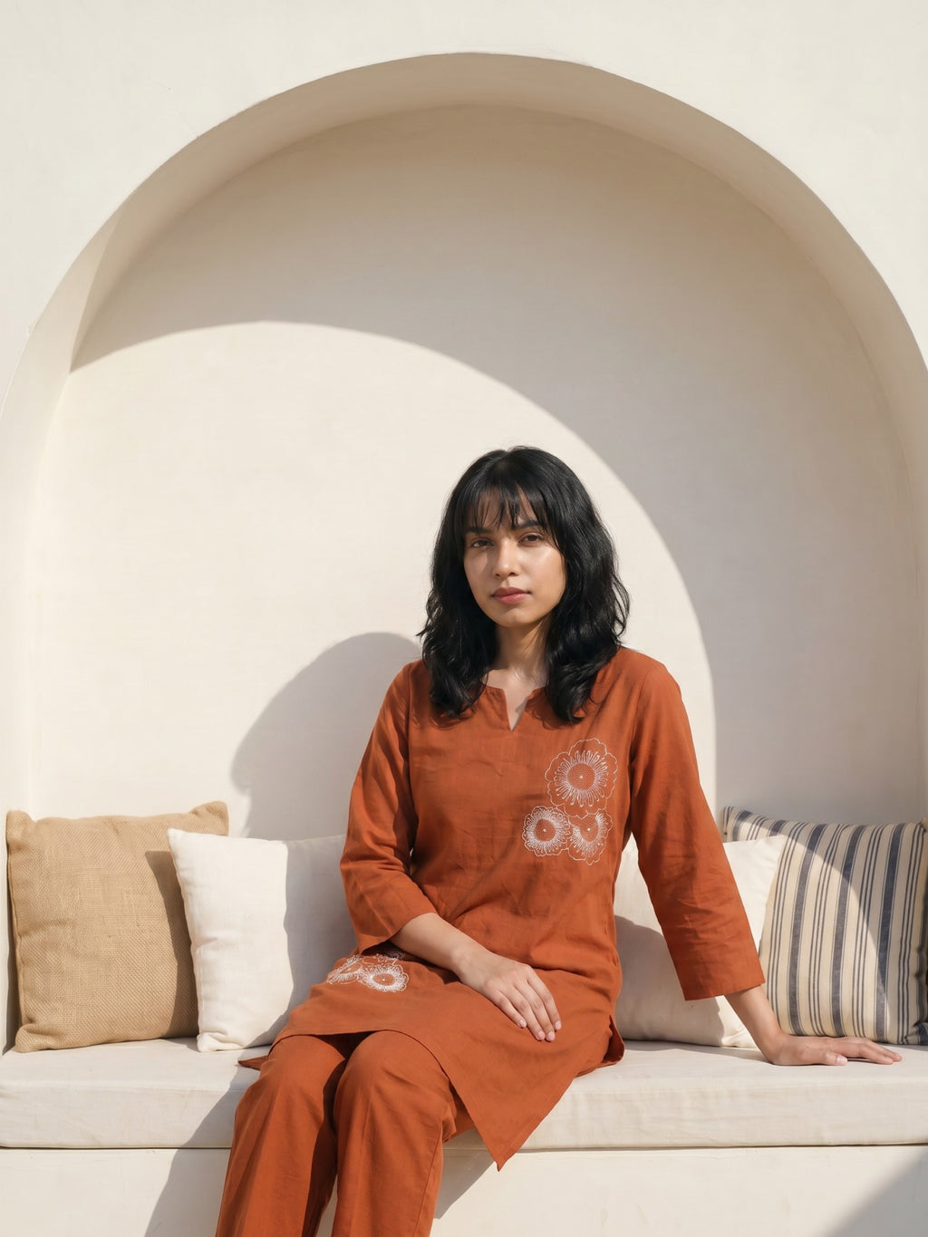 Philauri Cotton Embroidered Tunic with Trousers