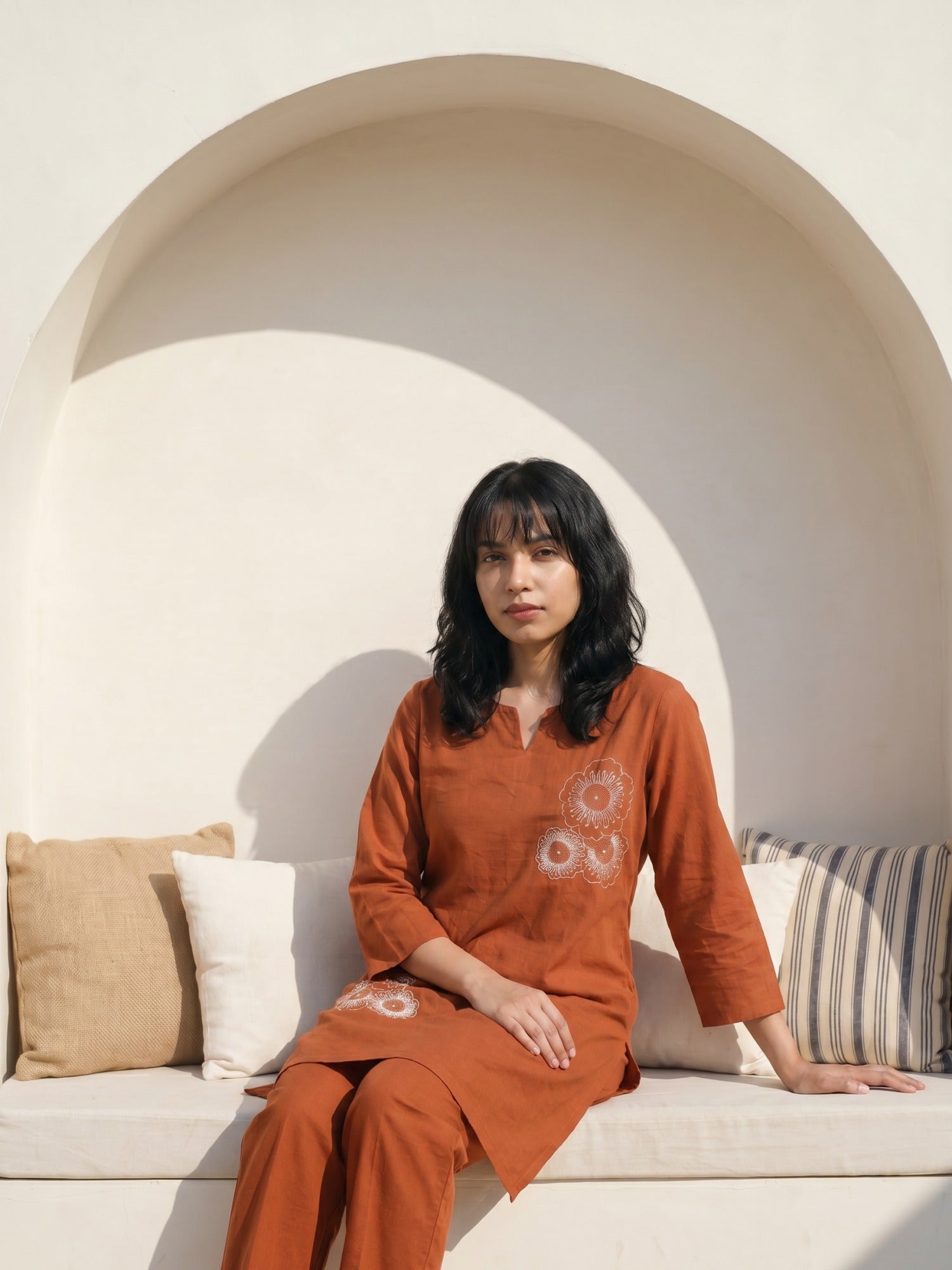 Philauri Cotton Embroidered Tunic with Trousers