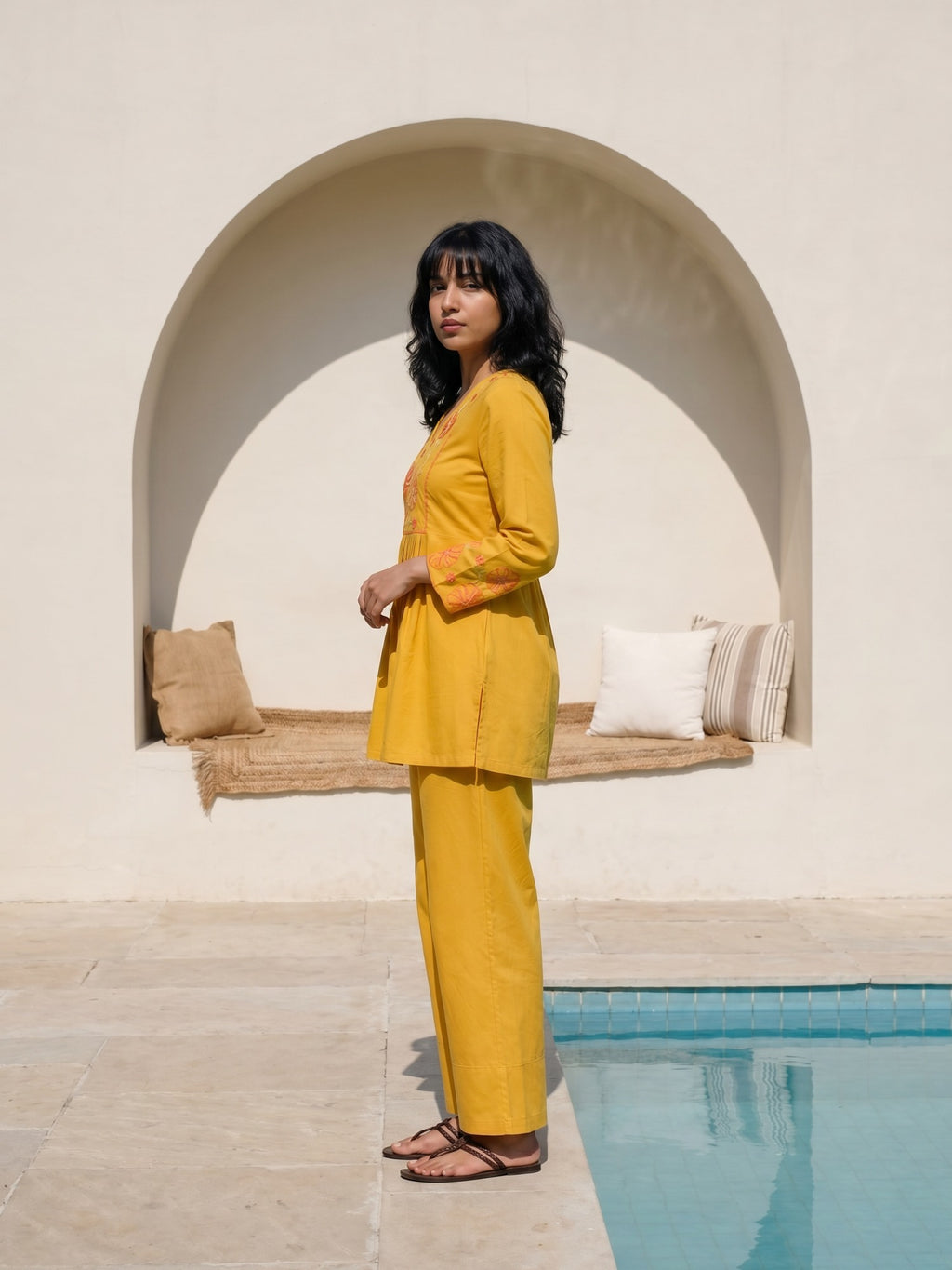 Philauri Cotton Embroidered Tunic with Trousers