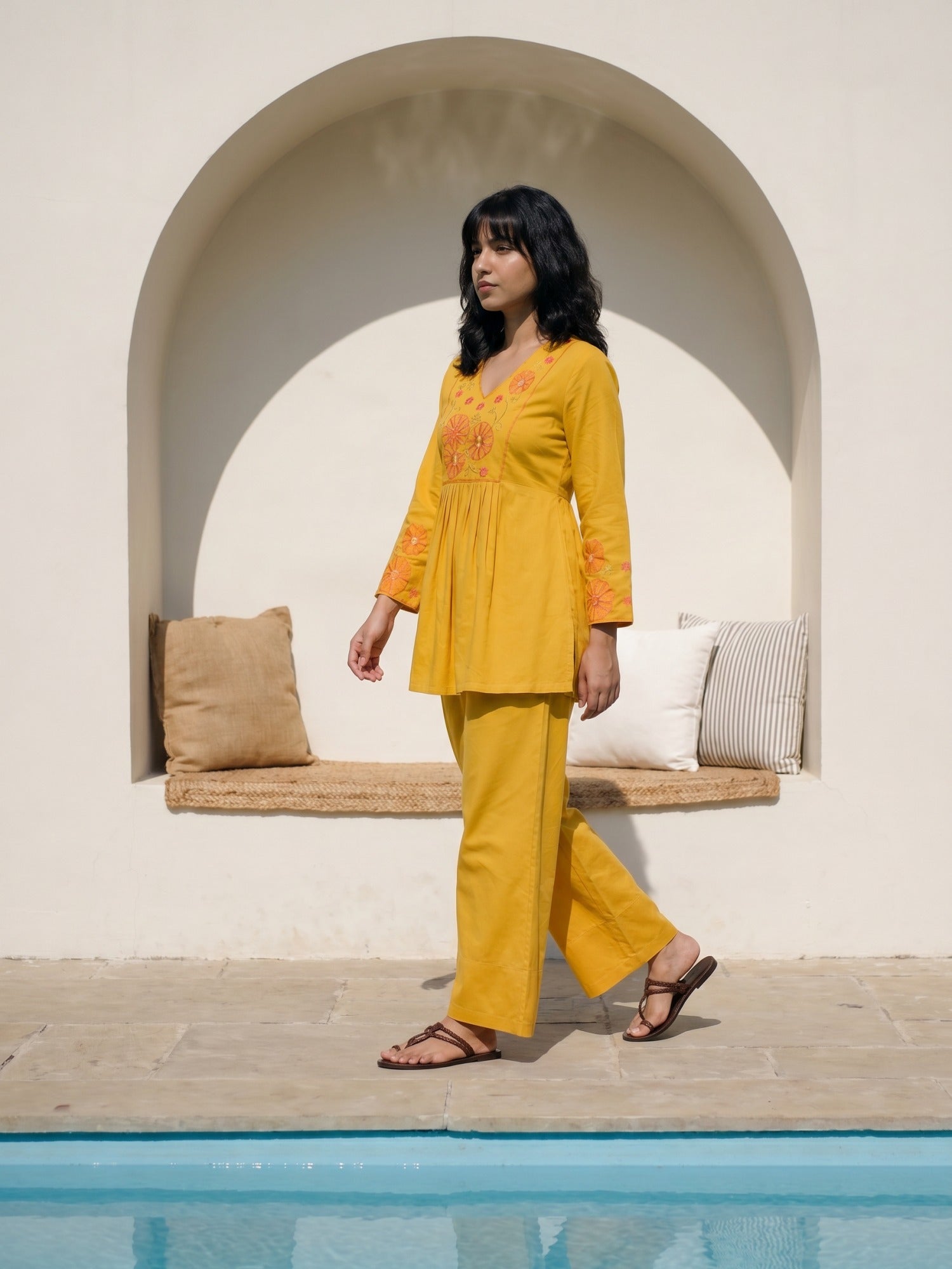 Philauri Cotton Embroidered Tunic with Trousers