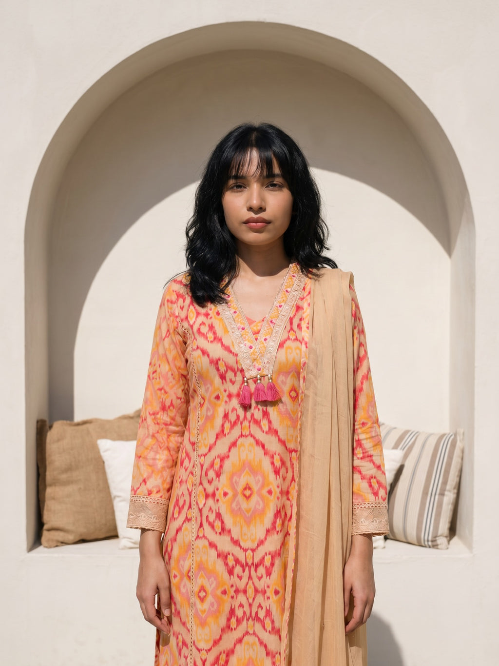 Philauri Women Ethnic Motifs Printed Regular Pure Cotton Kurta with Trousers & With Dupatta