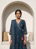 Philauri Women Floral Printed Angrakha Pure Cotton Kurta with Trousers & With Dupatta
