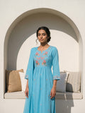 Philauri Women Floral Embroidered Empire Thread Work Pure Cotton Kurta with Trousers & With Dupatta