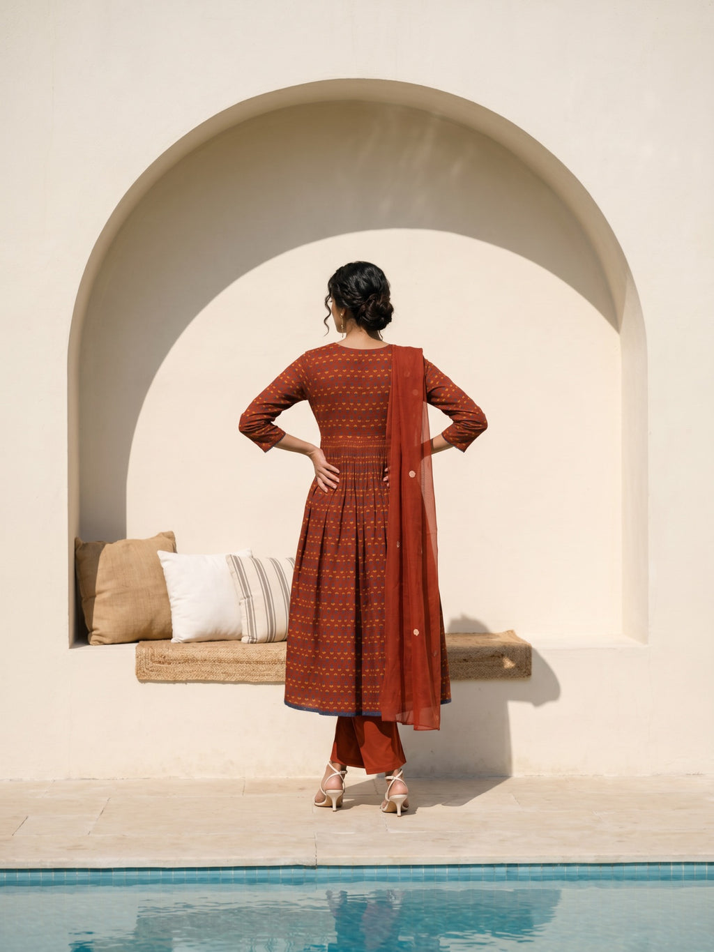 Philauri Women Ethnic Motifs Printed Empire Pure Cotton Kurta with Trousers & With Dupatta
