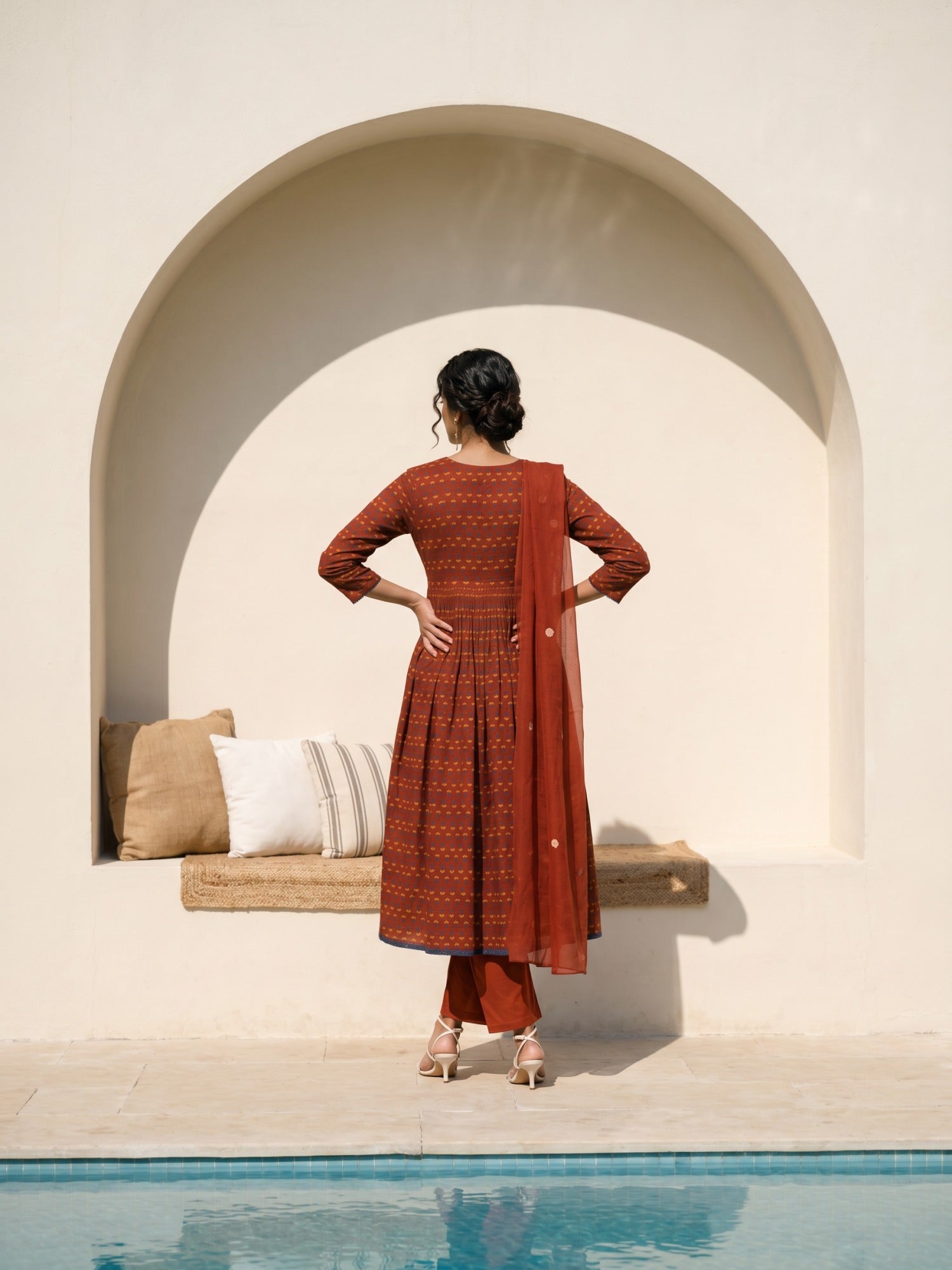 Philauri Women Ethnic Motifs Printed Empire Pure Cotton Kurta with Trousers & With Dupatta