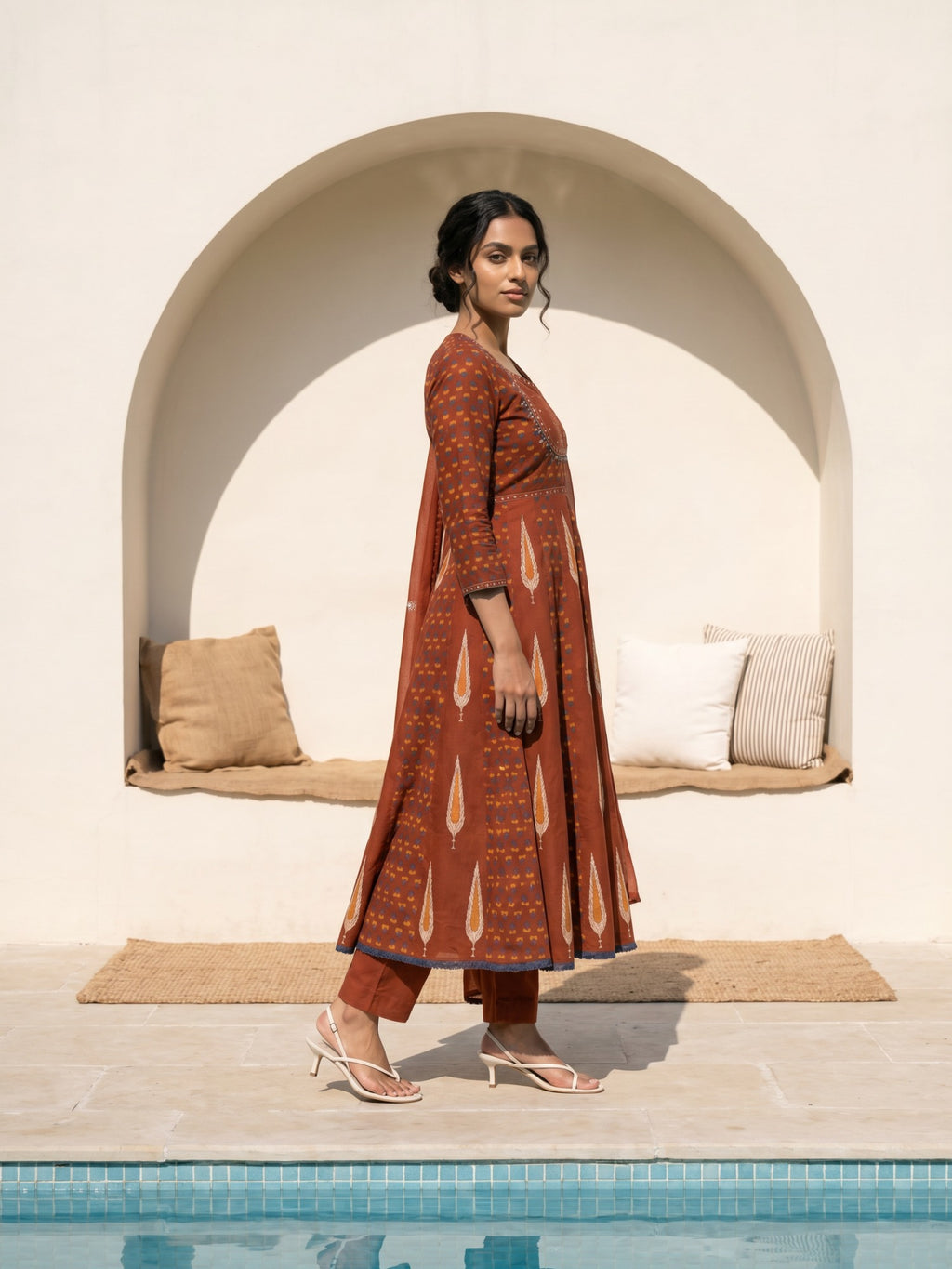 Philauri Women Ethnic Motifs Printed Empire Pure Cotton Kurta with Trousers & With Dupatta