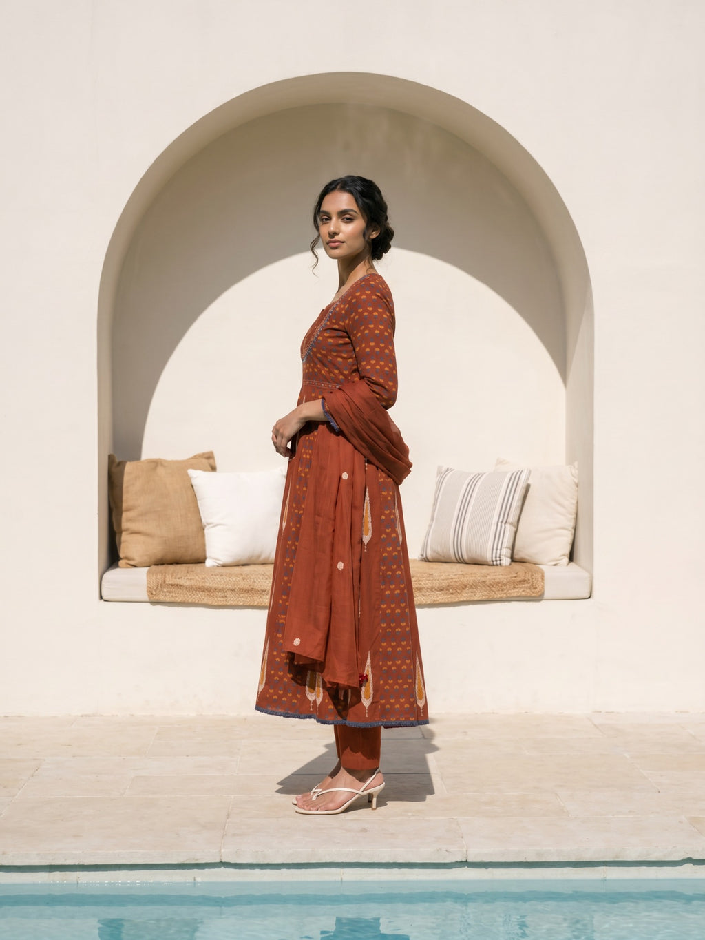 Philauri Women Ethnic Motifs Printed Empire Pure Cotton Kurta with Trousers & With Dupatta