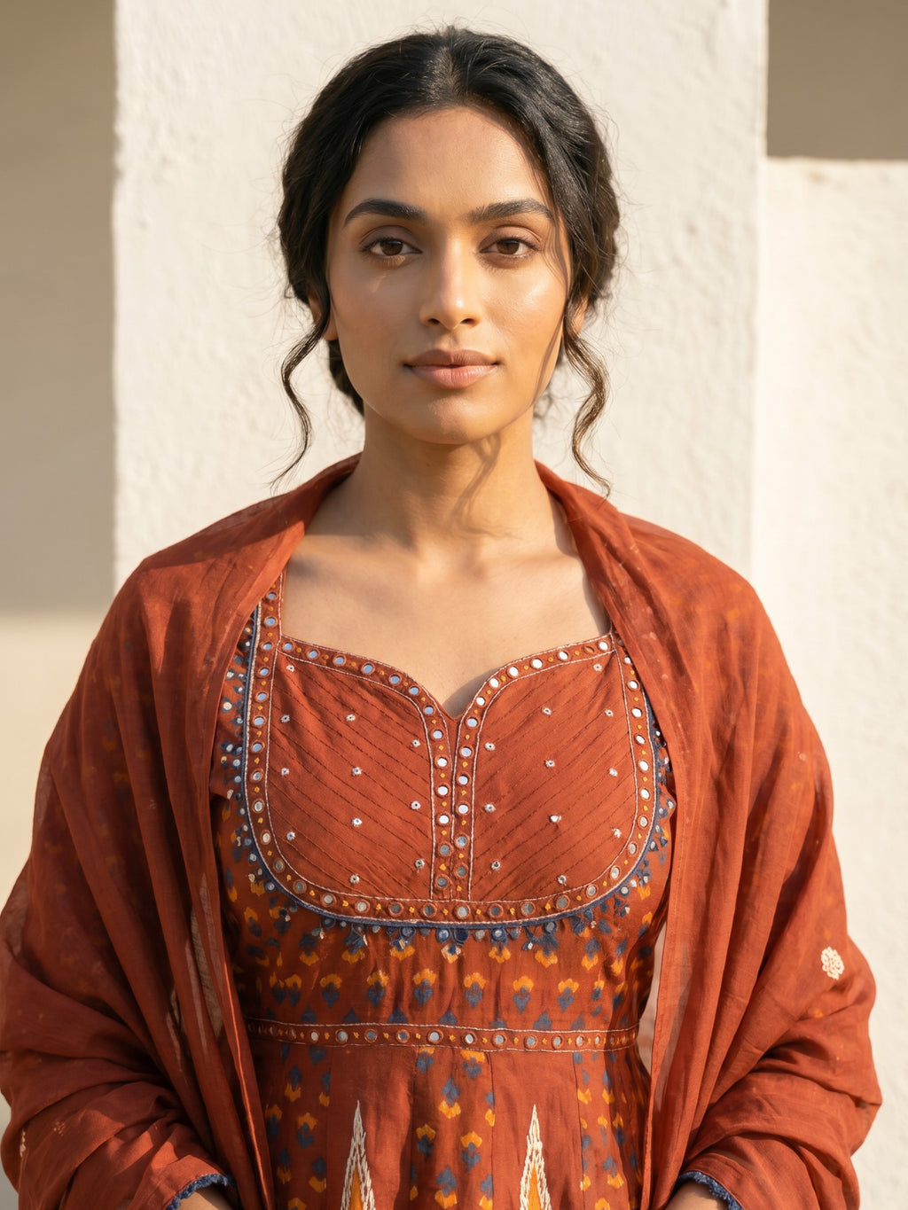Philauri Women Ethnic Motifs Printed Empire Pure Cotton Kurta with Trousers & With Dupatta