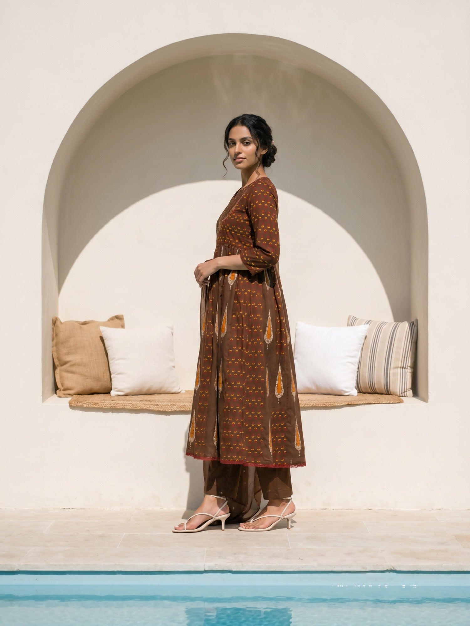 Philauri Women Ethnic Motifs Printed Empire Thread Work Pure Cotton Kurta with Trousers & With Dupatta