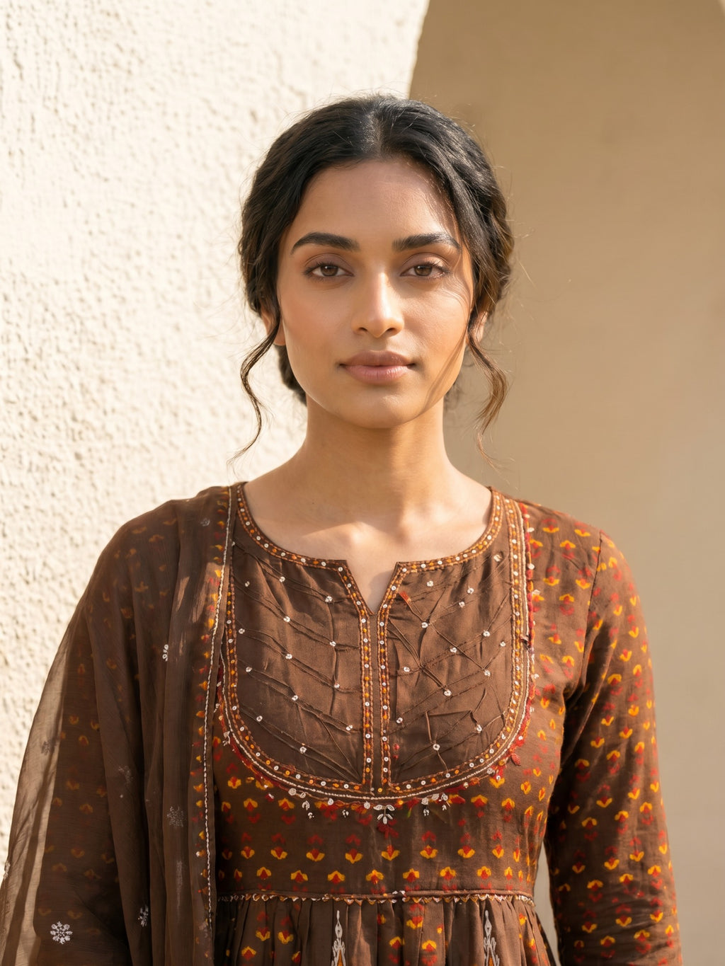 Philauri Women Ethnic Motifs Printed Empire Thread Work Pure Cotton Kurta with Trousers & With Dupatta