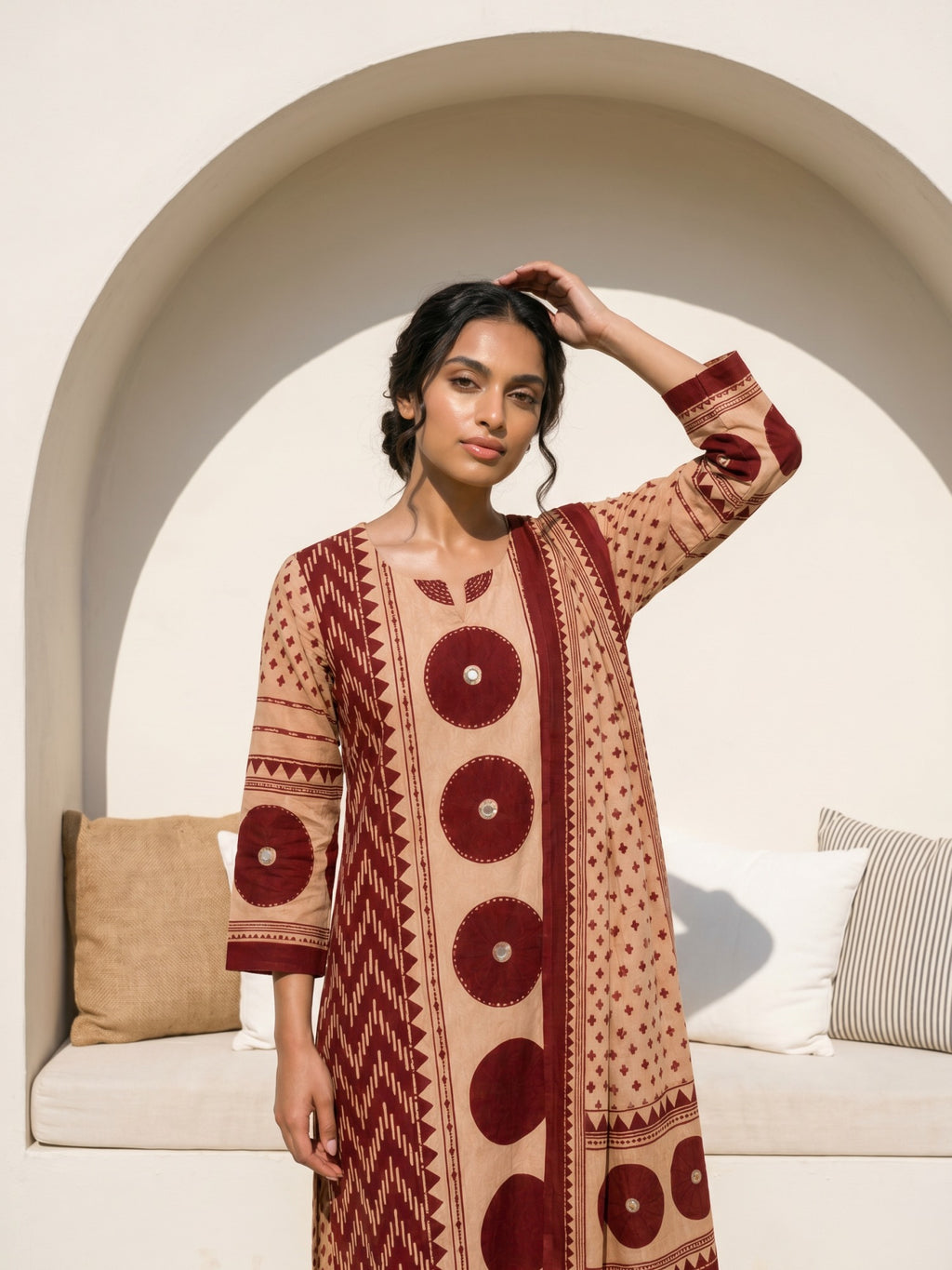 Philauri Women Printed Regular Pure Cotton Kurta with Trousers & With Dupatta