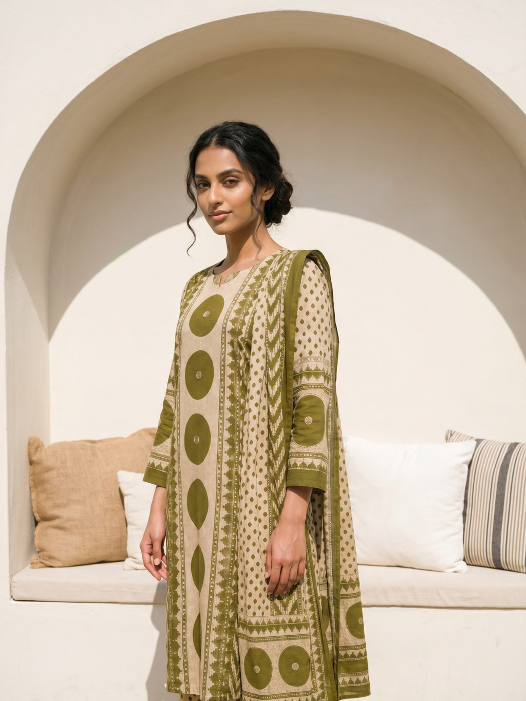 Philauri Women Printed Regular Pure Cotton Kurta with Trousers & With Dupatta