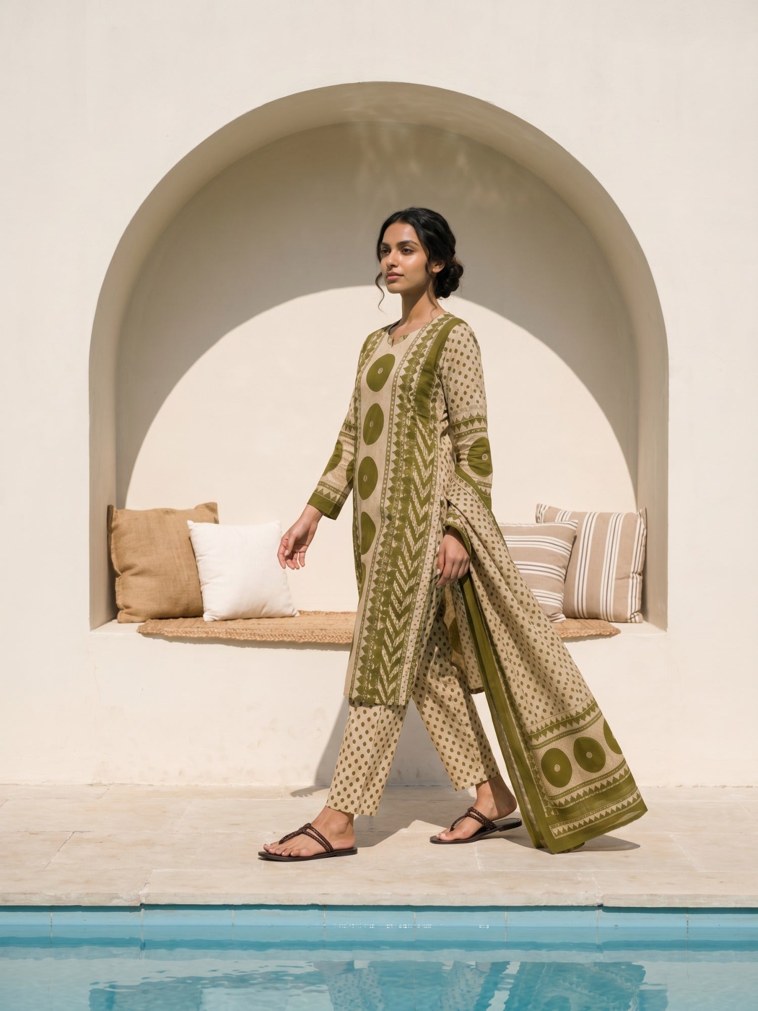 Philauri Women Printed Regular Pure Cotton Kurta with Trousers & With Dupatta