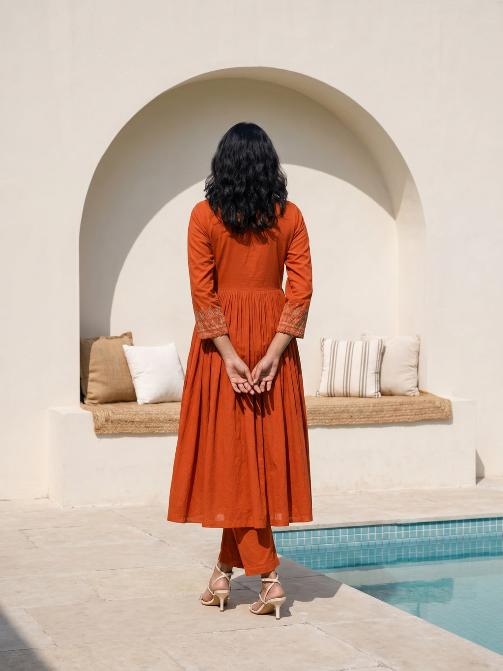 Philauri Women Ethnic Motifs Embroidered Empire Thread Work Pure Cotton Kurta with Trousers & With Dupatta