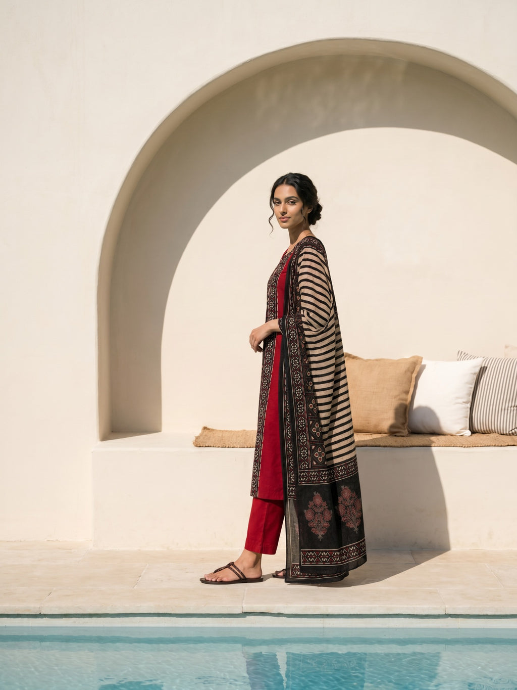 Philauri Women Ethnic Motifs Embroidered Regular Pure Cotton Kurta with Trousers & With Dupatta