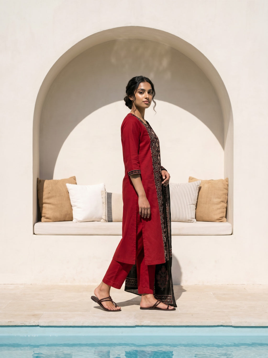 Philauri Women Ethnic Motifs Embroidered Regular Pure Cotton Kurta with Trousers & With Dupatta