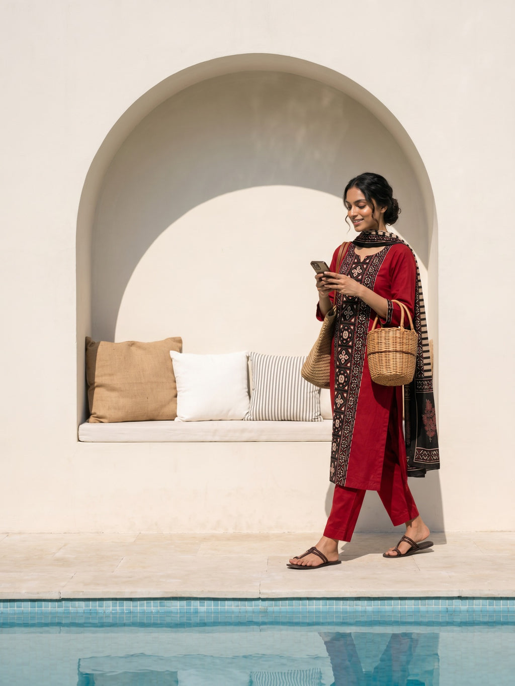 Philauri Women Ethnic Motifs Embroidered Regular Pure Cotton Kurta with Trousers & With Dupatta