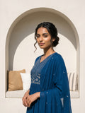Philauri Women Ethnic Motifs Embroidered Empire Thread Work Pure Cotton Kurta with Trousers & With Dupatta
