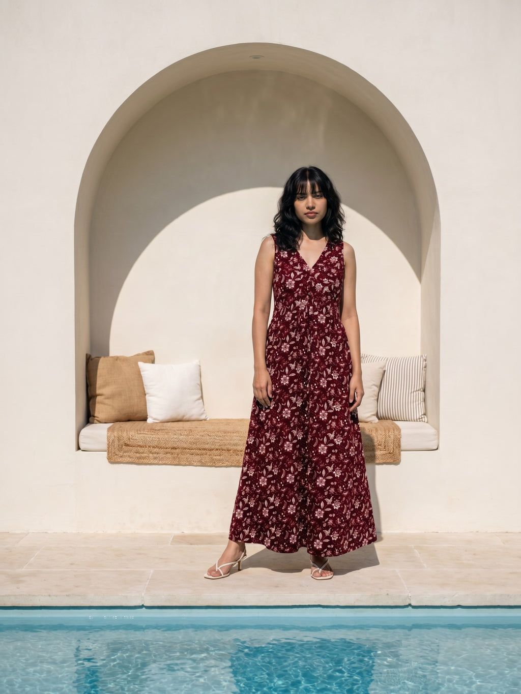 Philauri Floral Print A-Line Midi Dress