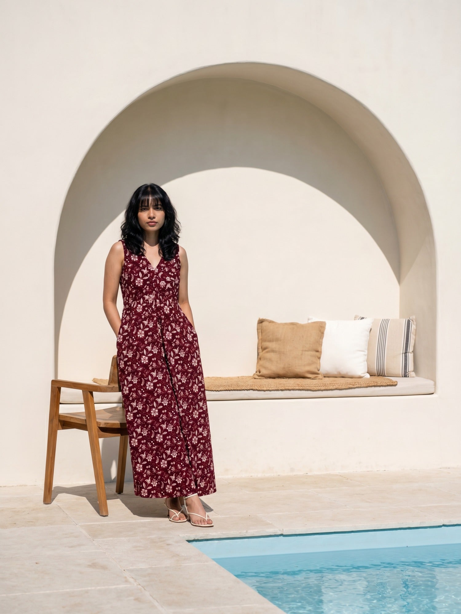 Philauri Floral Print A-Line Midi Dress